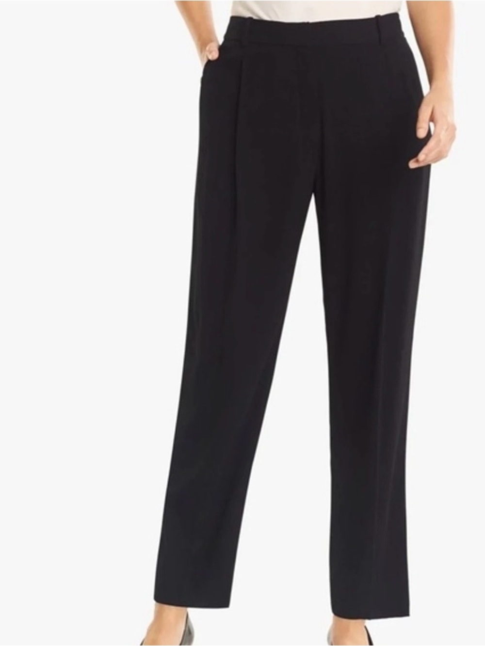 MM Lafleur Elliott Crinkle Crepe Black Trouser Pleated Pant Sz 10